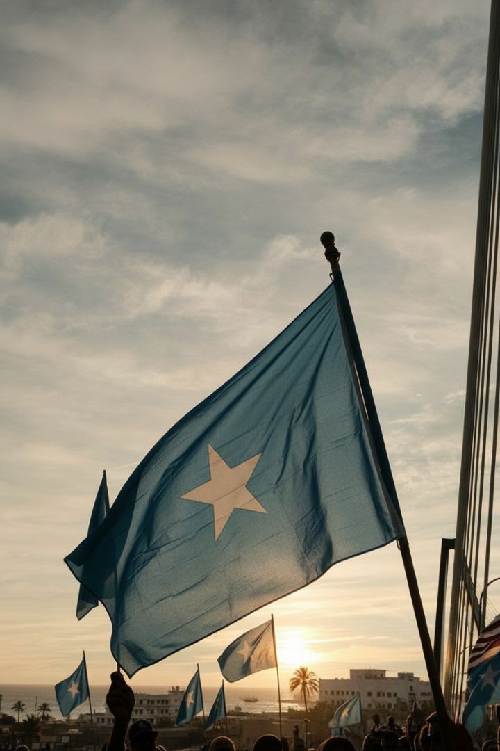 Somali flag at sunset